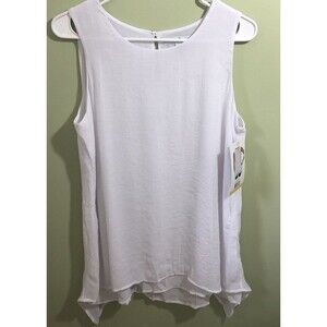 Fever Women's Tank Top Blouse Sleeveless Bright White Size Small